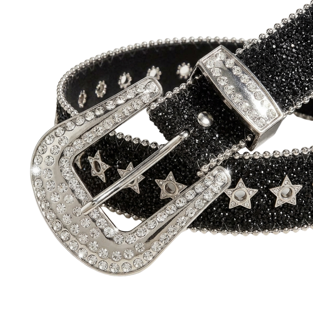 Iced Out Buckle Belt — Black