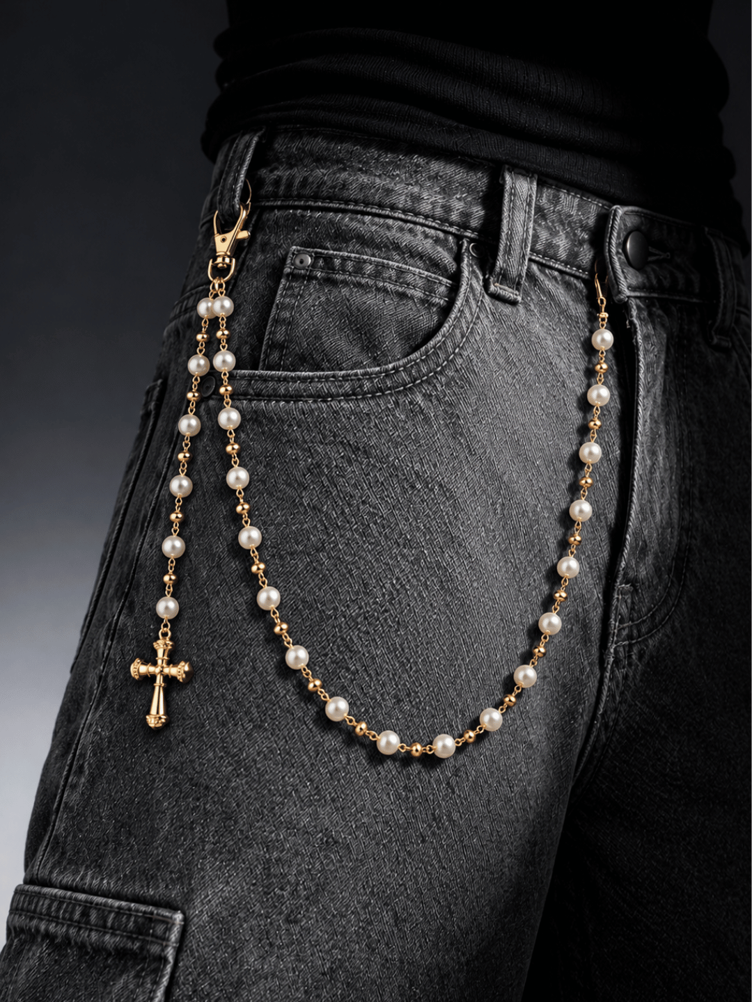 Pearl Cross Pants Chain