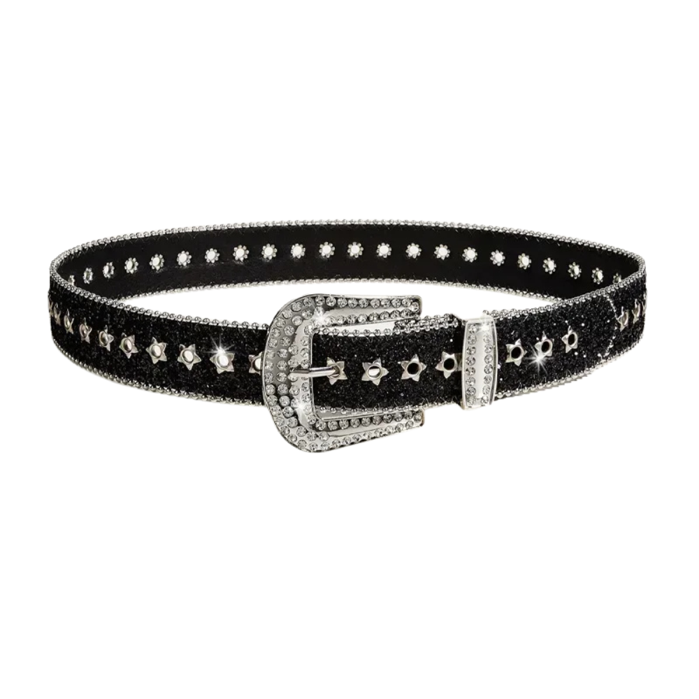 Iced Out Buckle Belt — Black