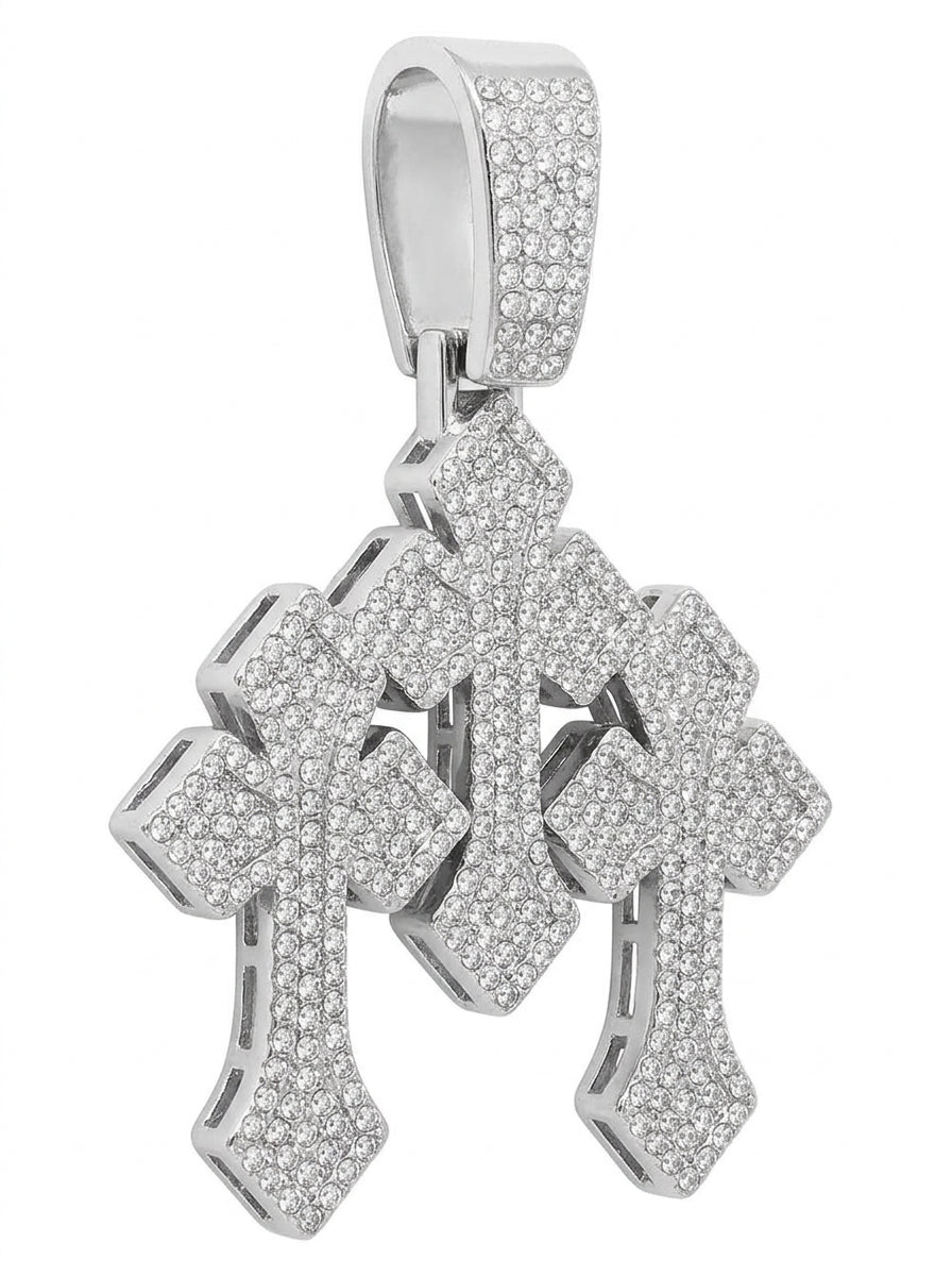 Triple Cross Pendant — Silver
