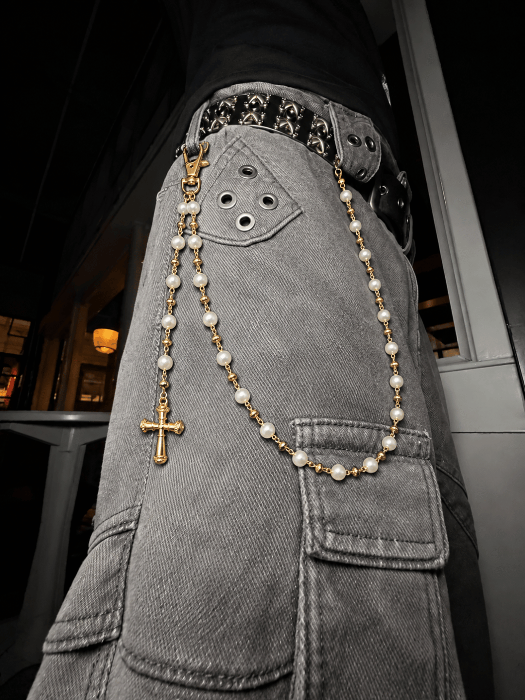 Pearl Cross Pants Chain