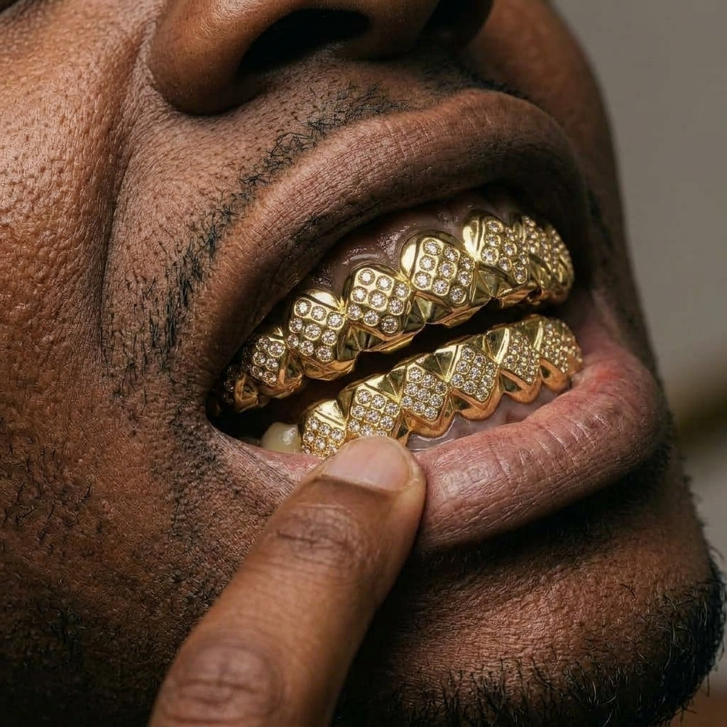 Diamond Lattice Grillz in Gold