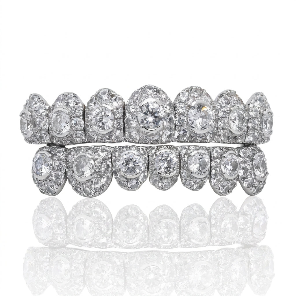 Iced Out Diamond Cluster Grillz Set