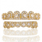 Iced Out Diamond Cluster Grillz Set in Gold