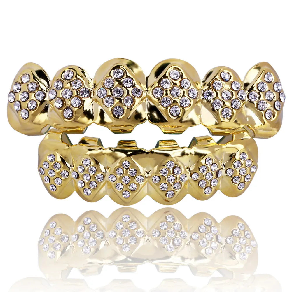 Gold Iced Diamond Grillz Set