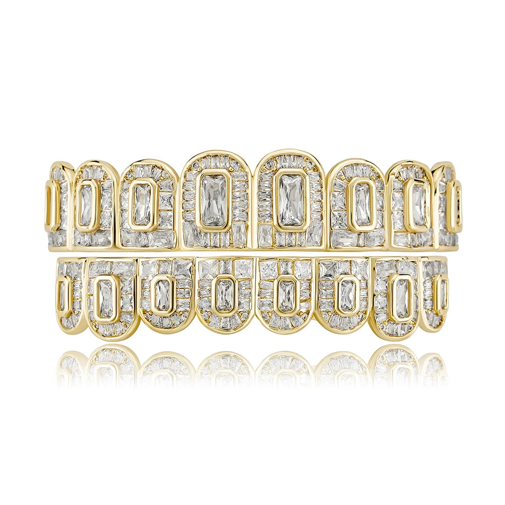 Diamond Grid Grillz in Gold