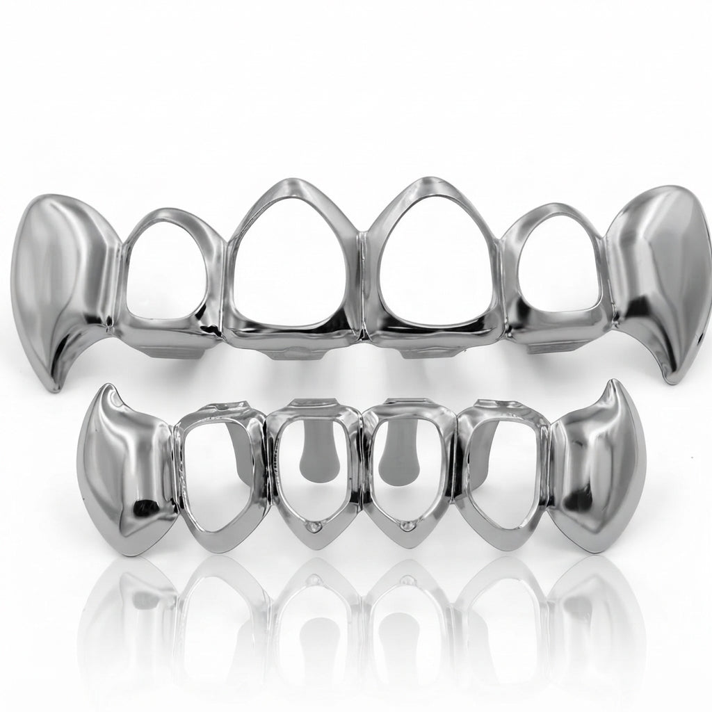 Silver Open-Face Fang Grillz