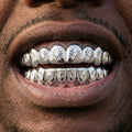 Silver Floral Engraved Grillz Set