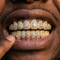 Iced Out Diamond Cluster Grillz Set in Gold