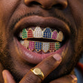 Rainbow Cathedral Gemstone Grillz in Gold