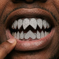 Silver Iced Out Heart Grillz Set