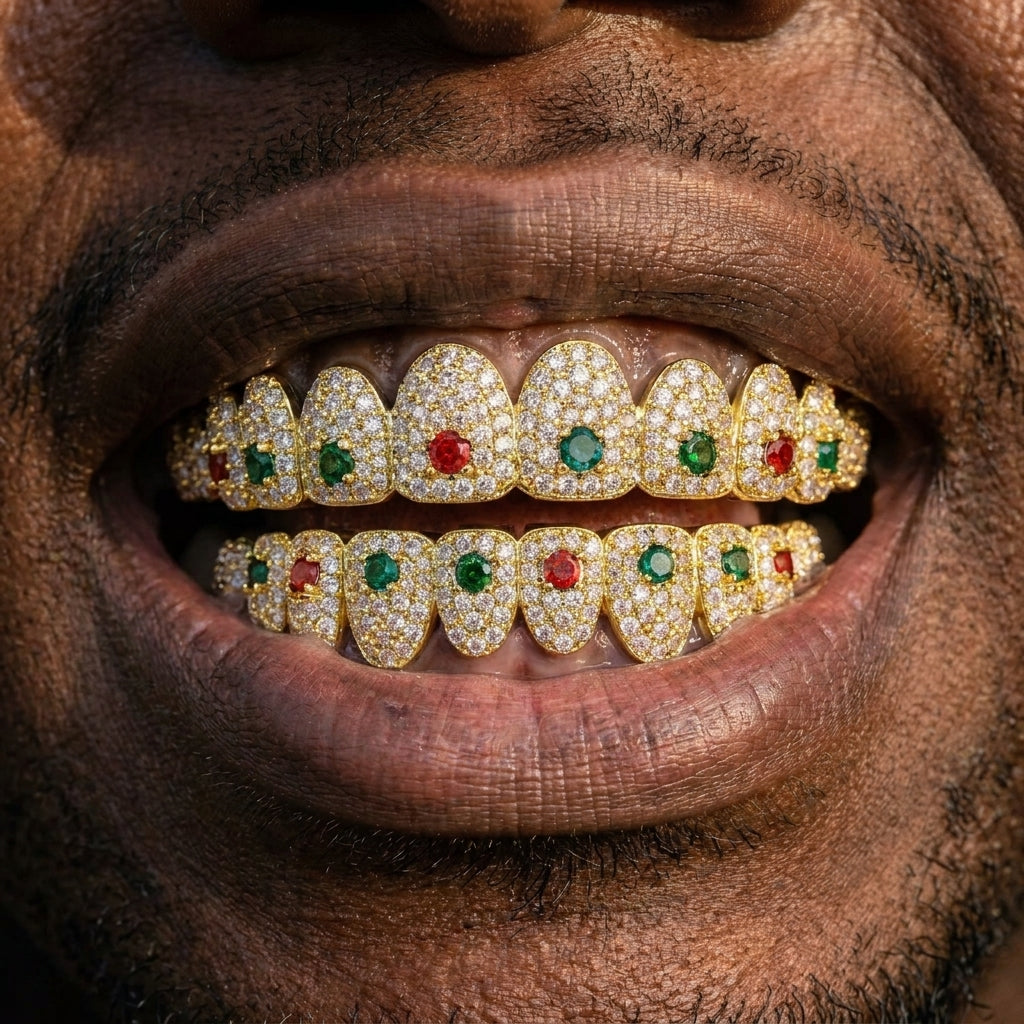 Iced Out Multi-Color Gemstone Grillz Set