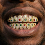Iced Out Multi-Color Gemstone Grillz Set