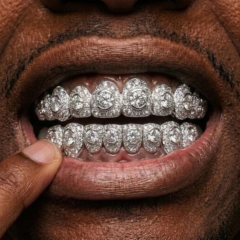 Iced Out Diamond Cluster Grillz Set