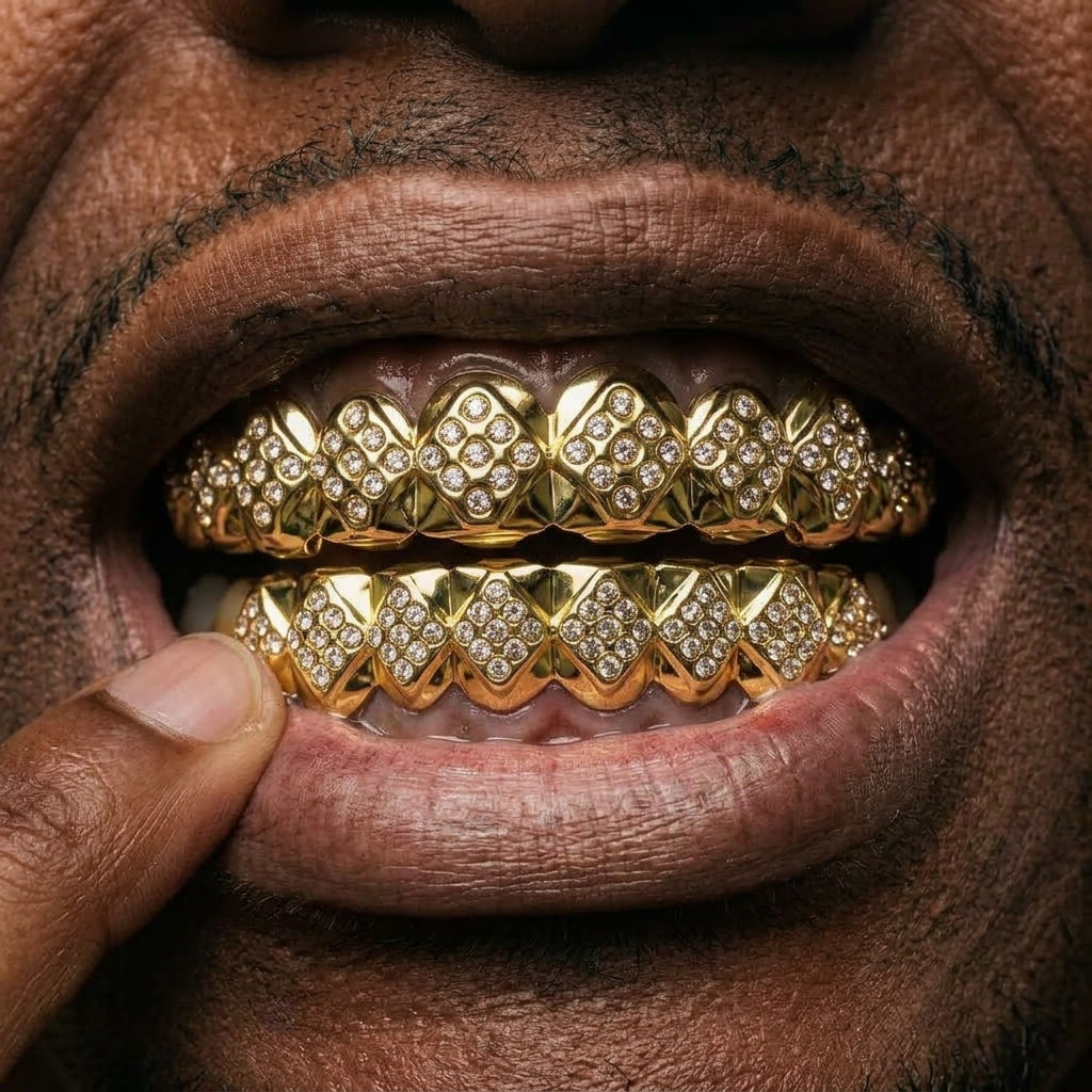 Diamond Lattice Grillz in Gold