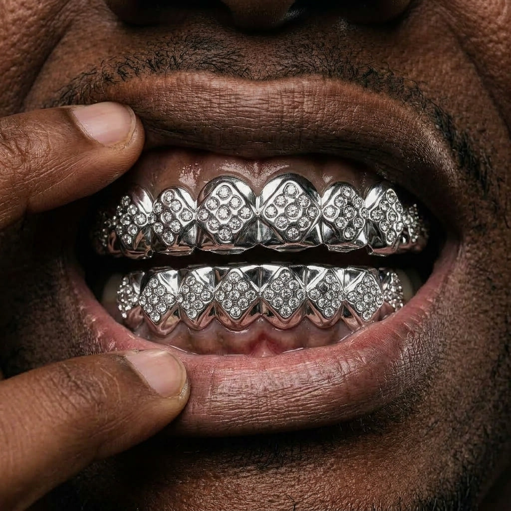 Diamond Lattice Grillz in Silver
