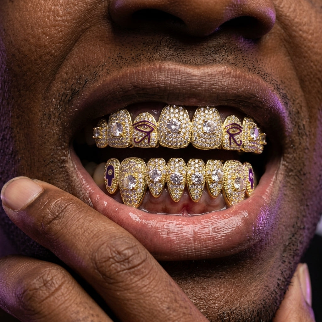 Egyptian Eye Iced Grillz in Gold