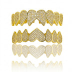 Gold Iced Out Heart Grillz Set