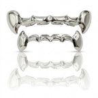 Silver Iced Fang Grillz