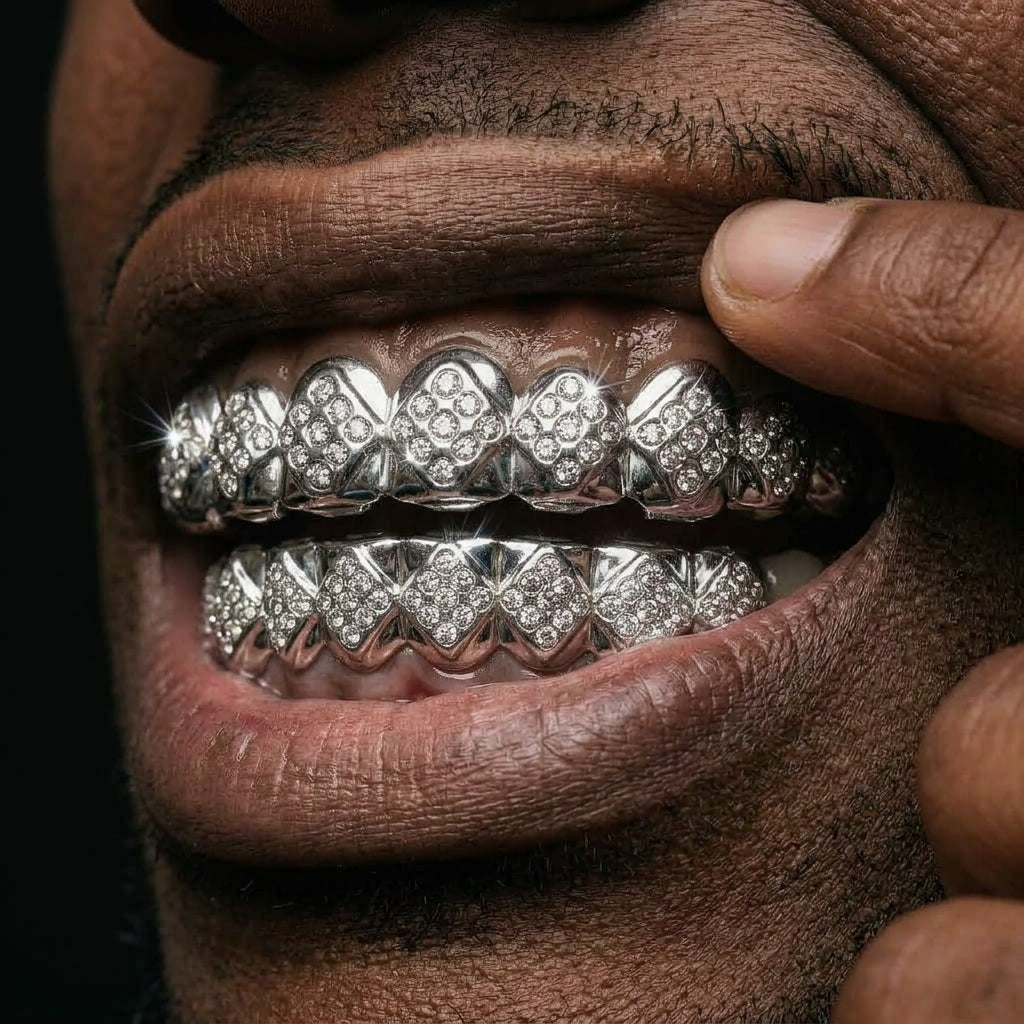 Diamond Lattice Grillz in Silver