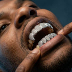Iced Skull & Diamond Full Set Grillz in Silver