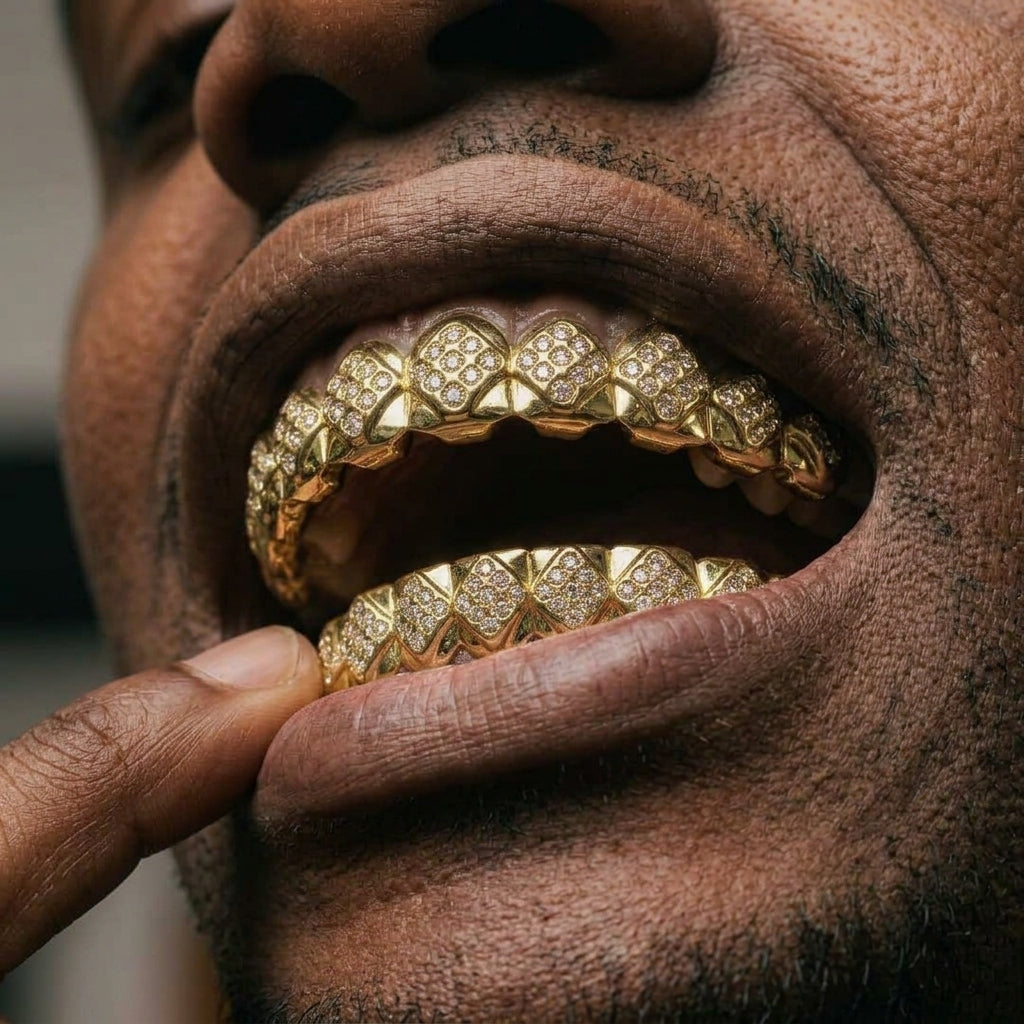 Diamond Lattice Grillz in Gold