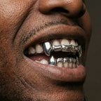 Silver Iced Fang Grillz
