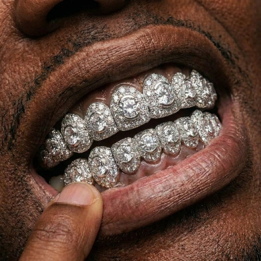 Iced Out Diamond Cluster Grillz Set