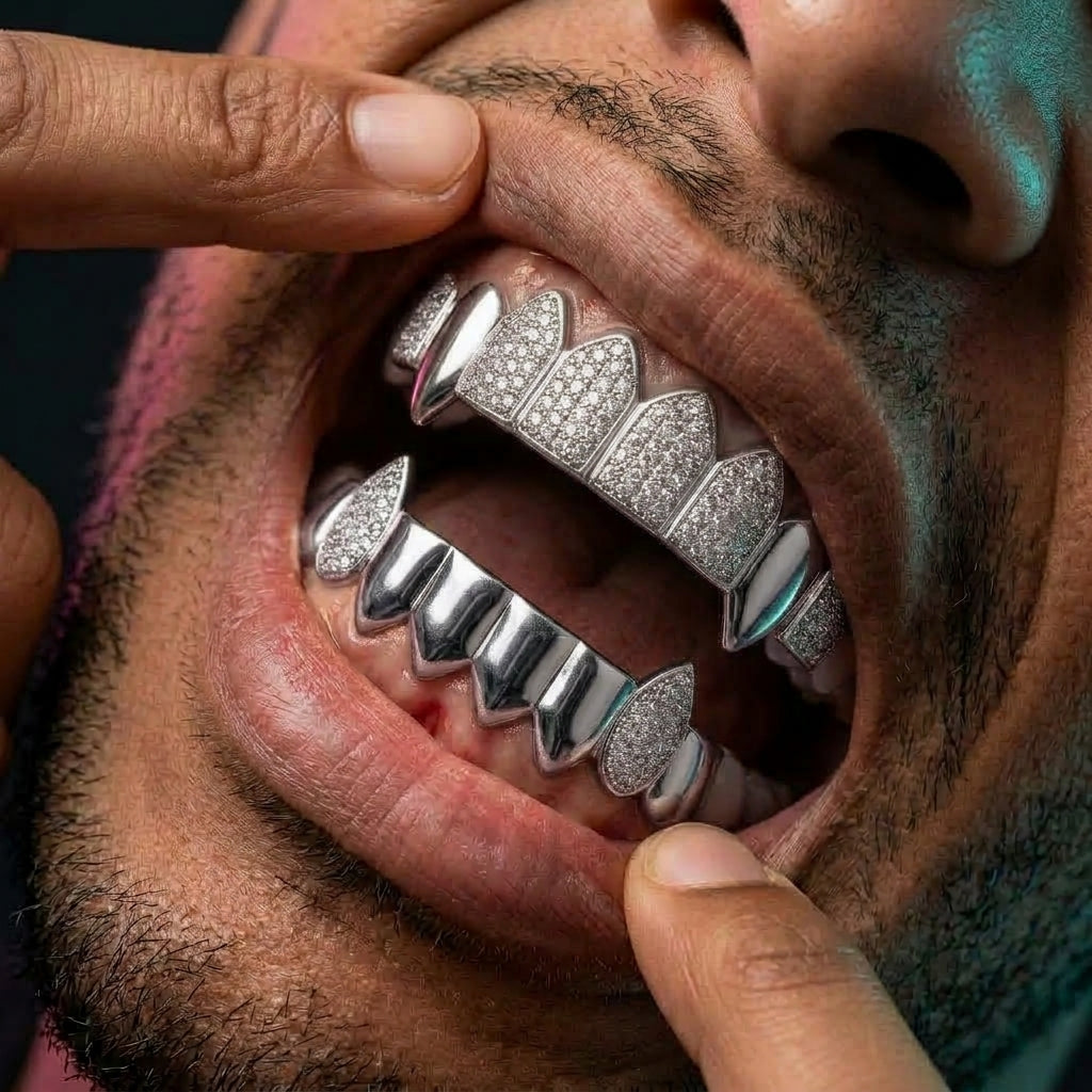 Silver Fang Crown Grillz