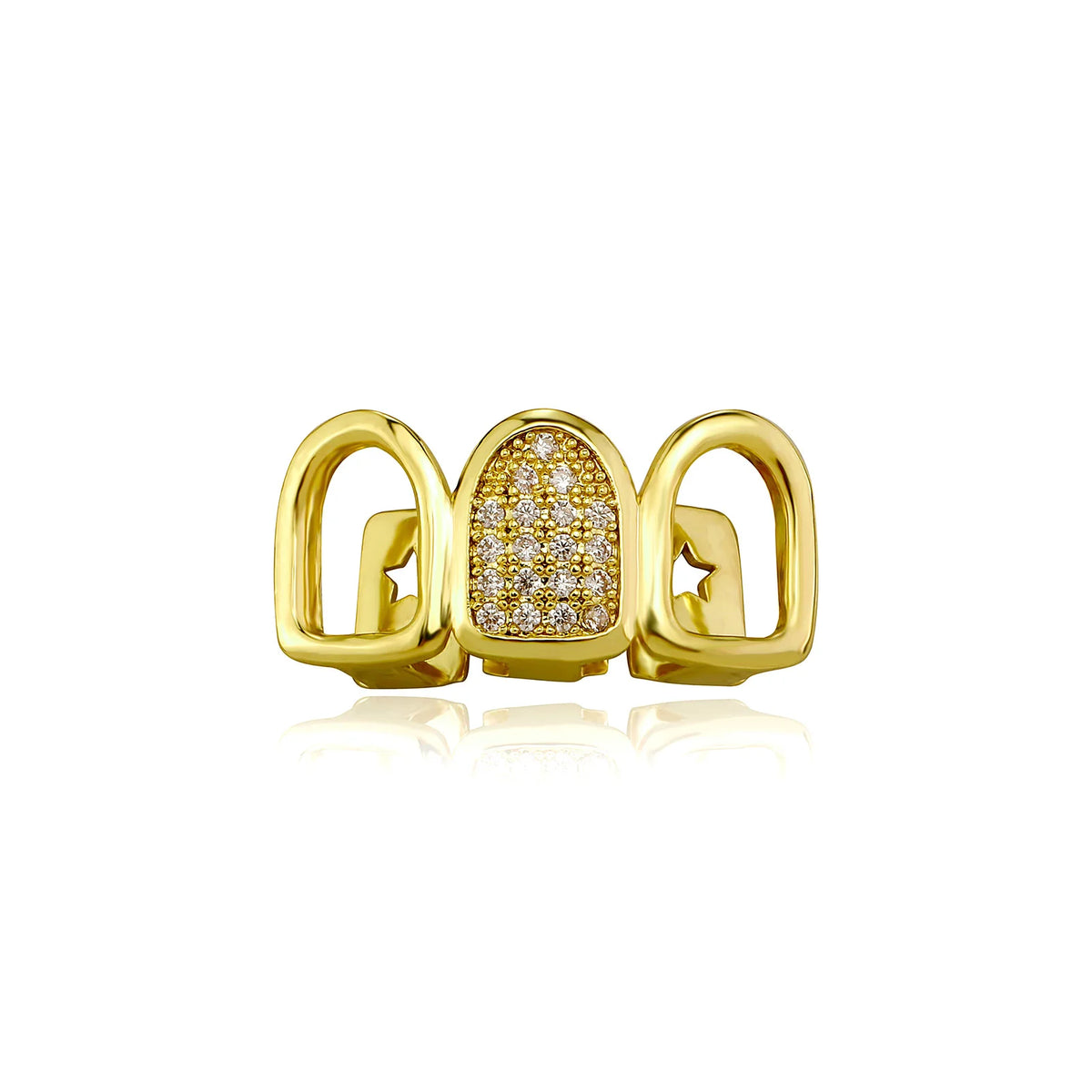 Gold Open Face Diamond Grillz
