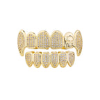 Iced Skull & Diamond Full Set Grillz in Gold
