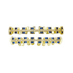 Blue Sapphire & Diamond Grillz Set in Gold