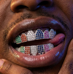 Rainbow Cathedral Gemstone Grillz in Silver