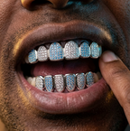 Blue & Silver Checkerboard Grillz