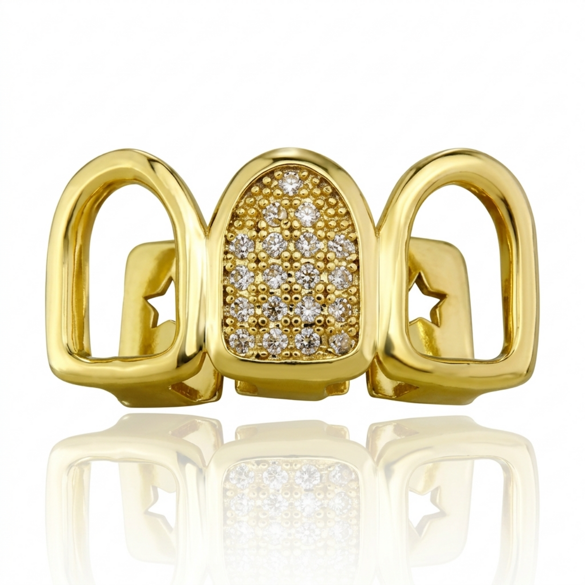 Gold Open Face Diamond Grillz