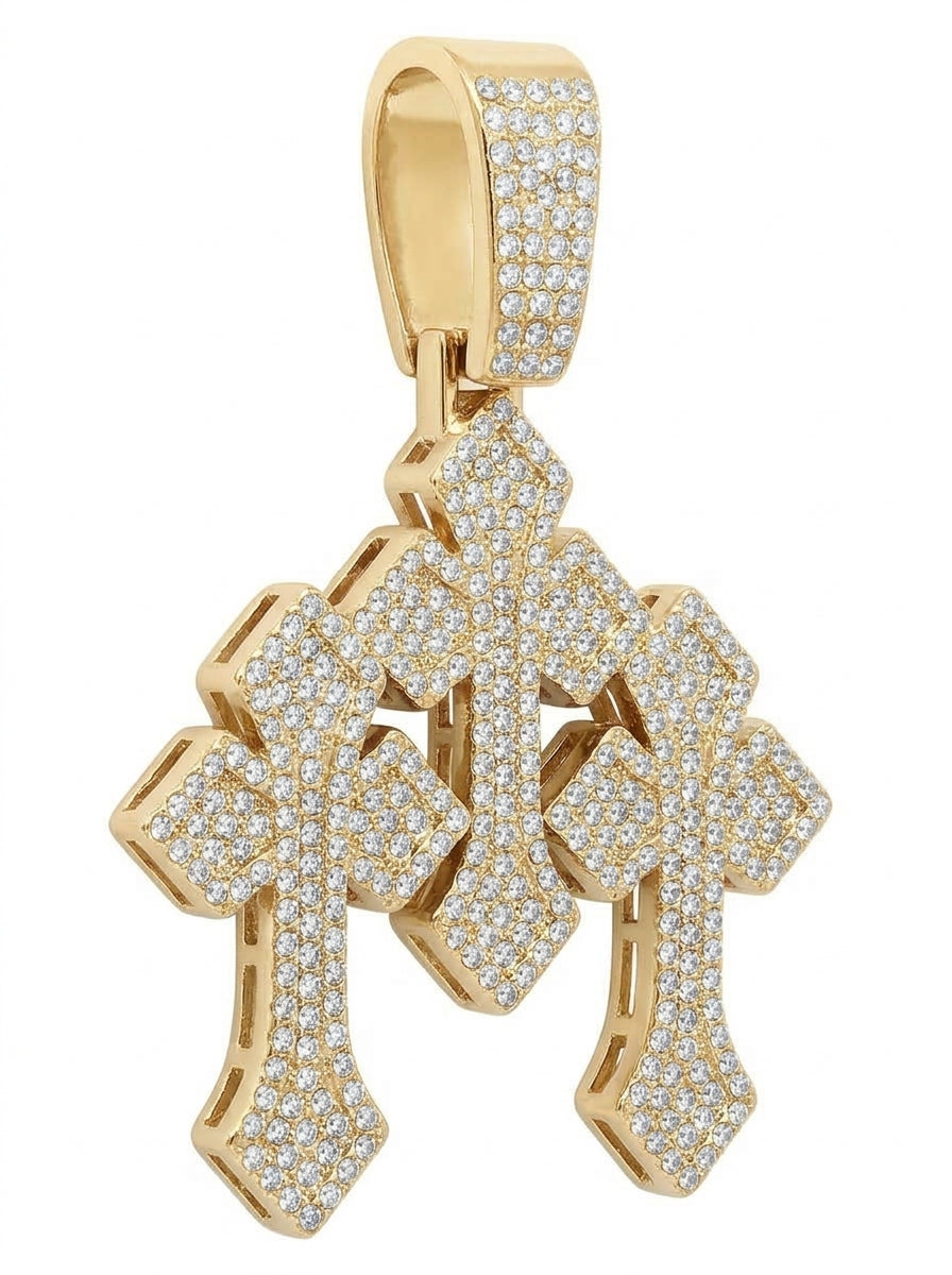 Triple Cross Pendant — Gold