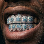 Blue Frost Bloom Grillz in Silver