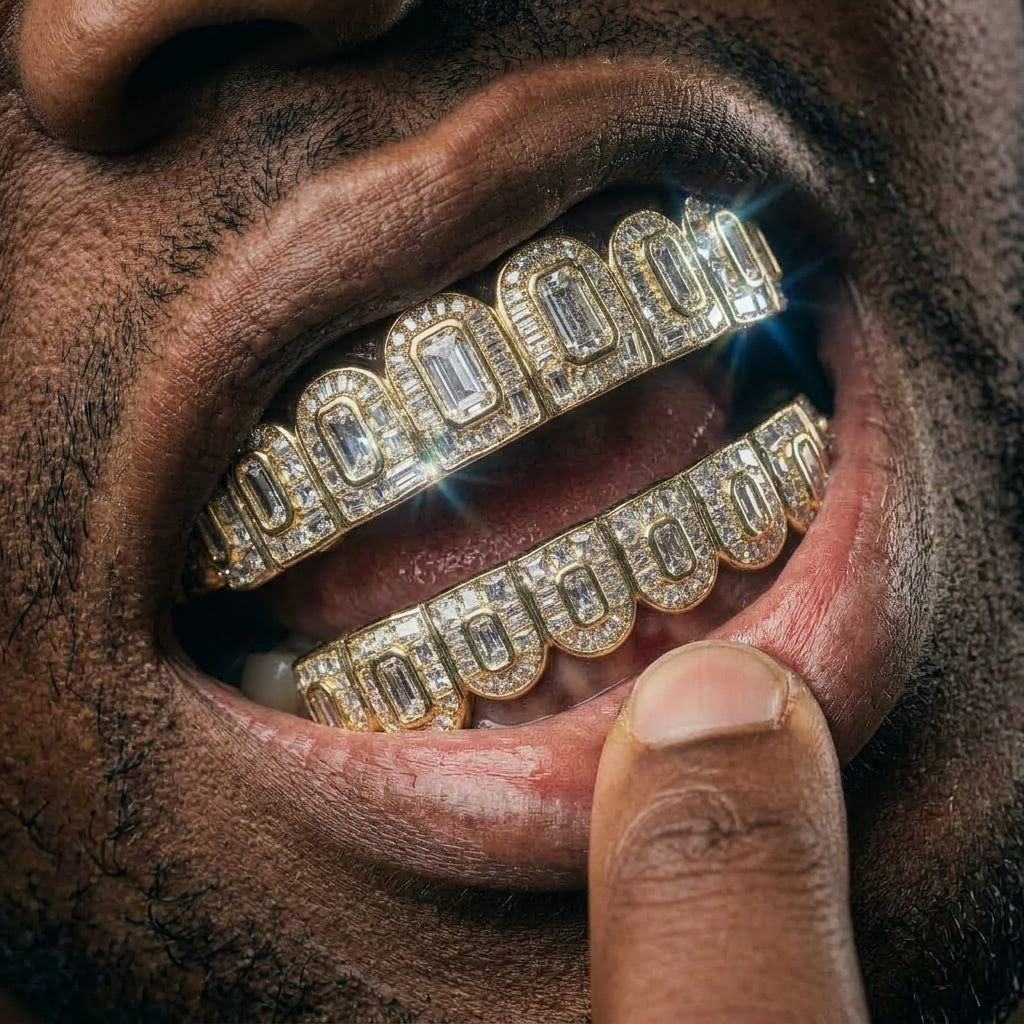 Diamond Grid Grillz in Gold