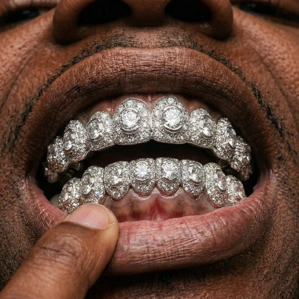 Iced Out Diamond Cluster Grillz Set