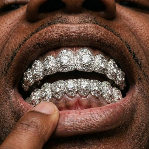 Iced Out Diamond Cluster Grillz Set
