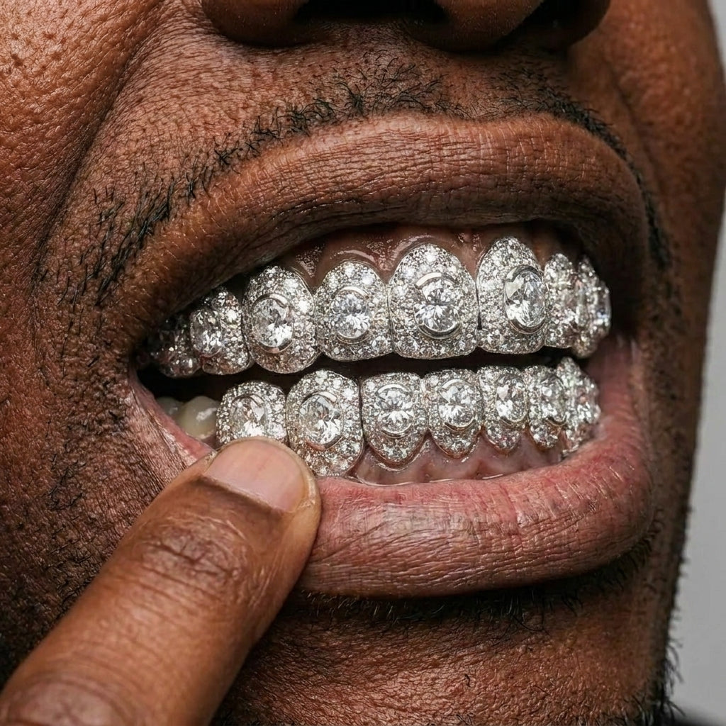 Iced Out Diamond Cluster Grillz Set