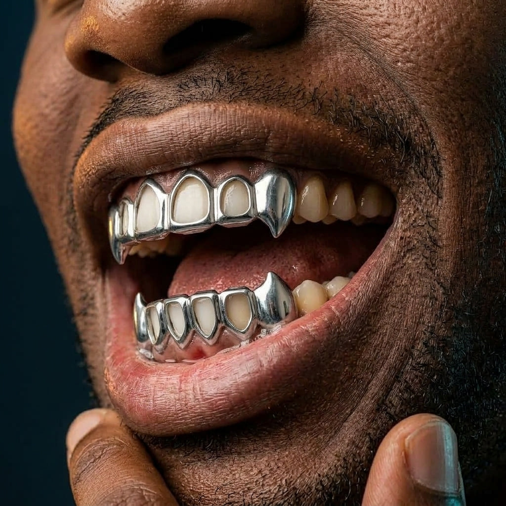 Silver Open-Face Fang Grillz