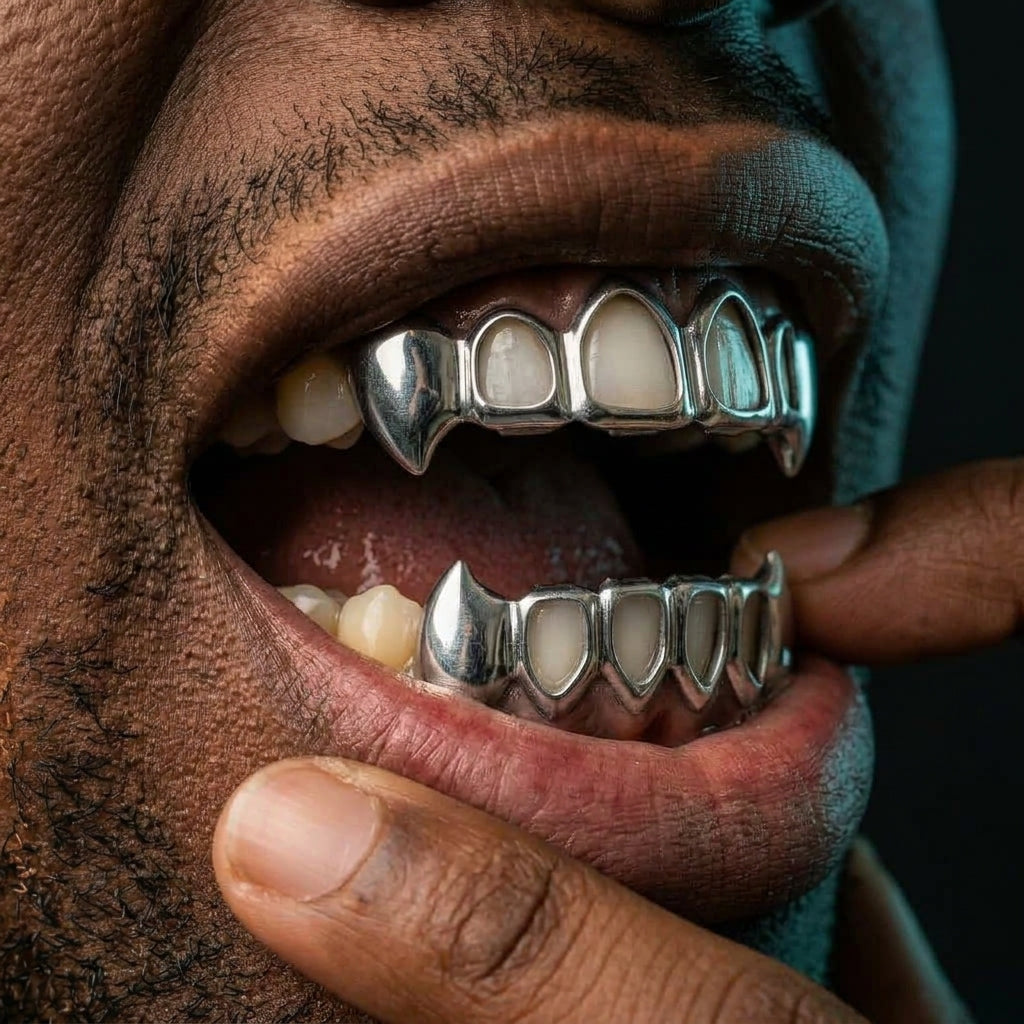 Silver Open-Face Fang Grillz