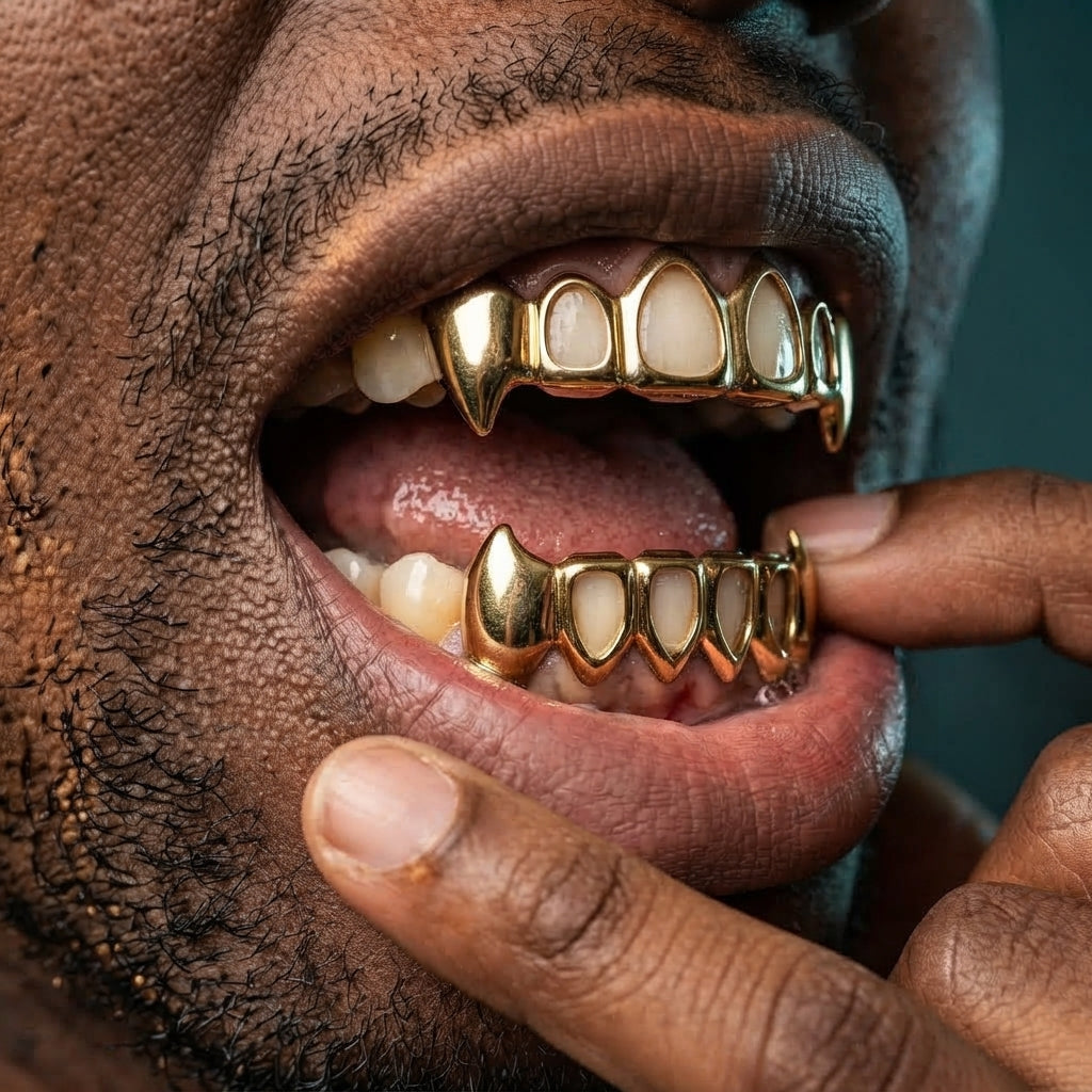 Gold Open-Face Fang Grillz