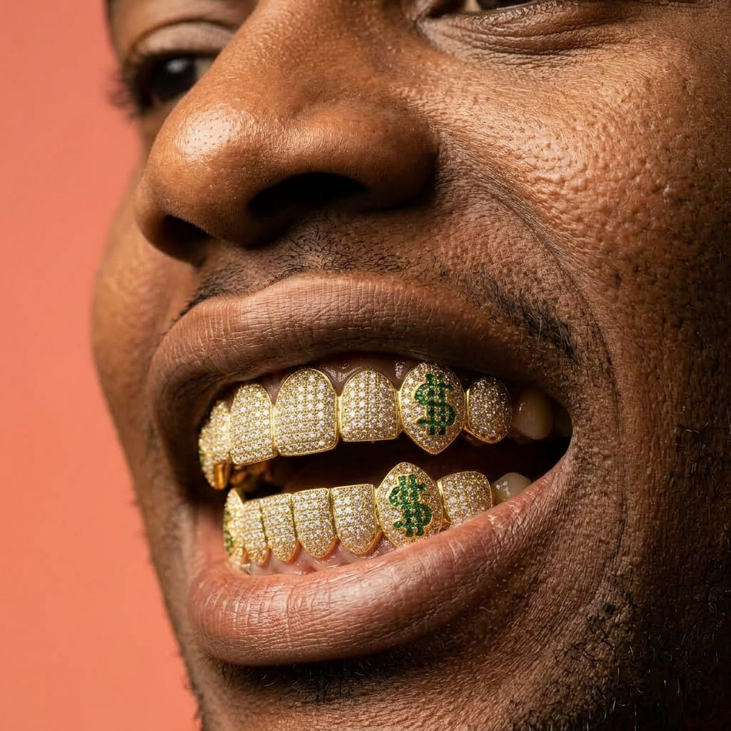 Iced Out Money Maker Grillz in Gold