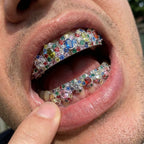 Silver Multicolor Gem Cluster Grillz