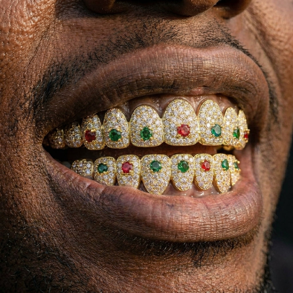 Iced Out Multi-Color Gemstone Grillz Set